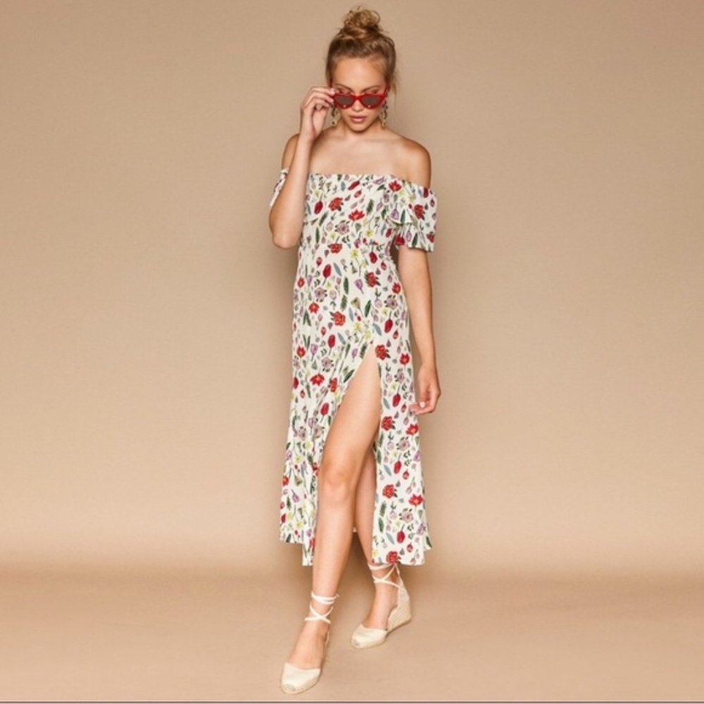 Stone Cold Fox Versilia Floral Off Shoulder Dress